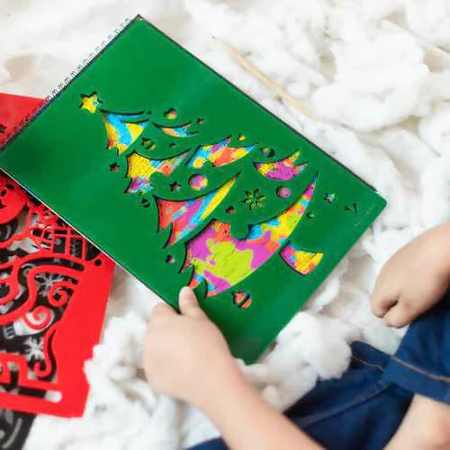 Set of Three Chritmas Stencil with Scratch Paper