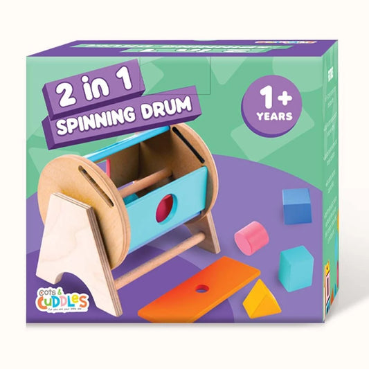 Wooden Spinning Wheel with Shape Sorter Toy for Kids