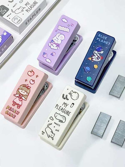Whimsical Delight: Cartoon Graphic Stapler & Staple Set