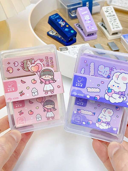 Whimsical Delight: Cartoon Graphic Stapler & Staple Set