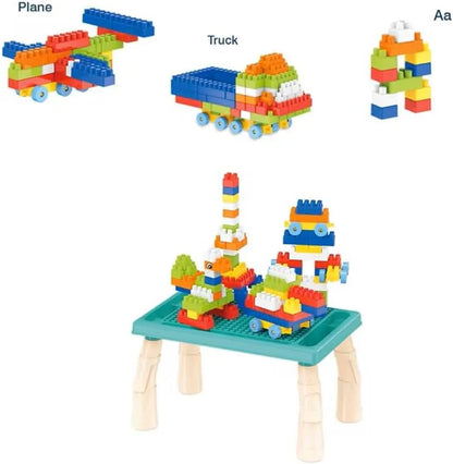 100 Pcs Building Blocks Table Set for Kids | Activity Table with Bricks for Boys & Girls Age 3+