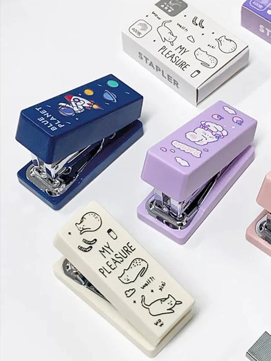 Whimsical Delight: Cartoon Graphic Stapler & Staple Set