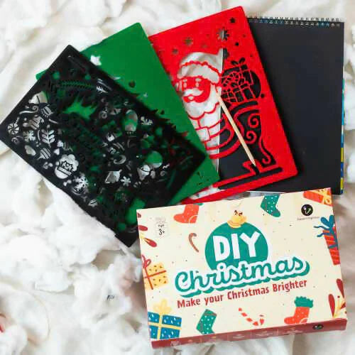 Set of Three Chritmas Stencil with Scratch Paper