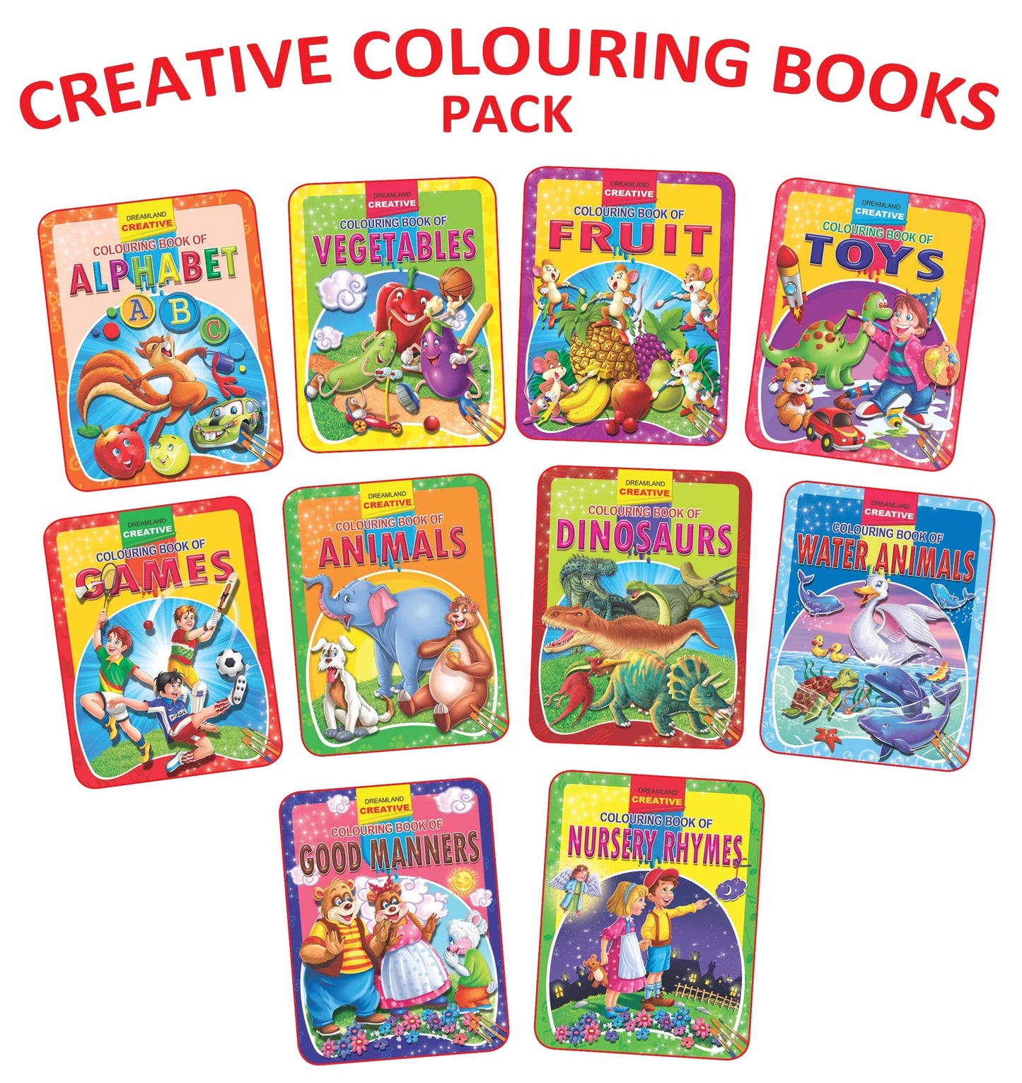 Creative Copy Colouring 10 Books Pack for Kids Age 1 -6 Years | 160 Pages Drawing and Painting Books