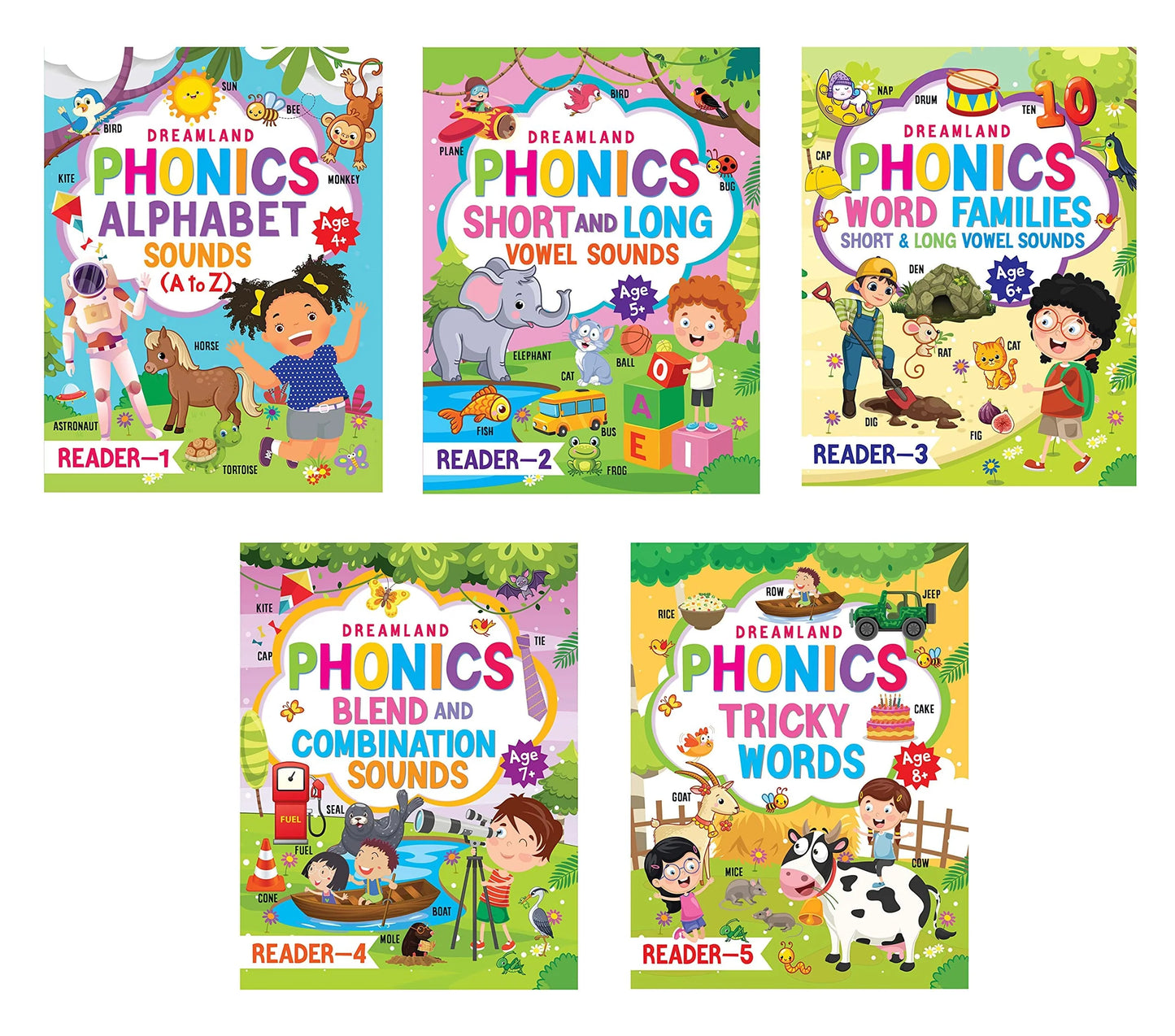 Phonics Reader 5 Books Pack for Children Age 3 -10 Years