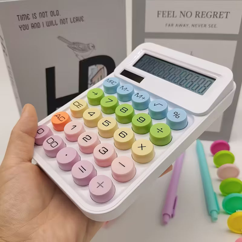 Pastel Color 12-Digit Mechanical Calculator