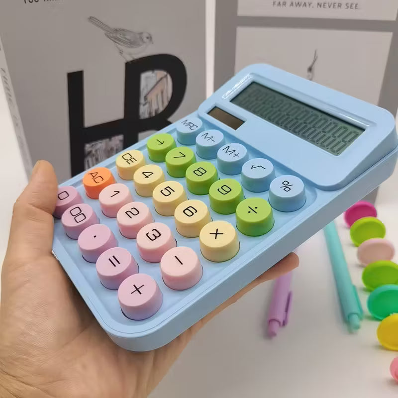 Pastel Color 12-Digit Mechanical Calculator