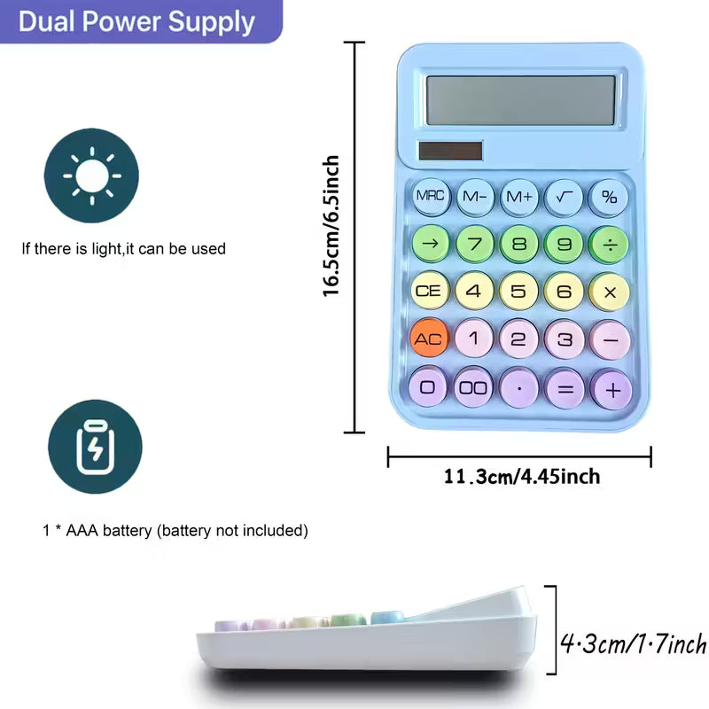 Pastel Color 12-Digit Mechanical Calculator