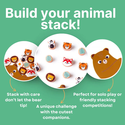 Wooden Animals on Bear Balancing Toy