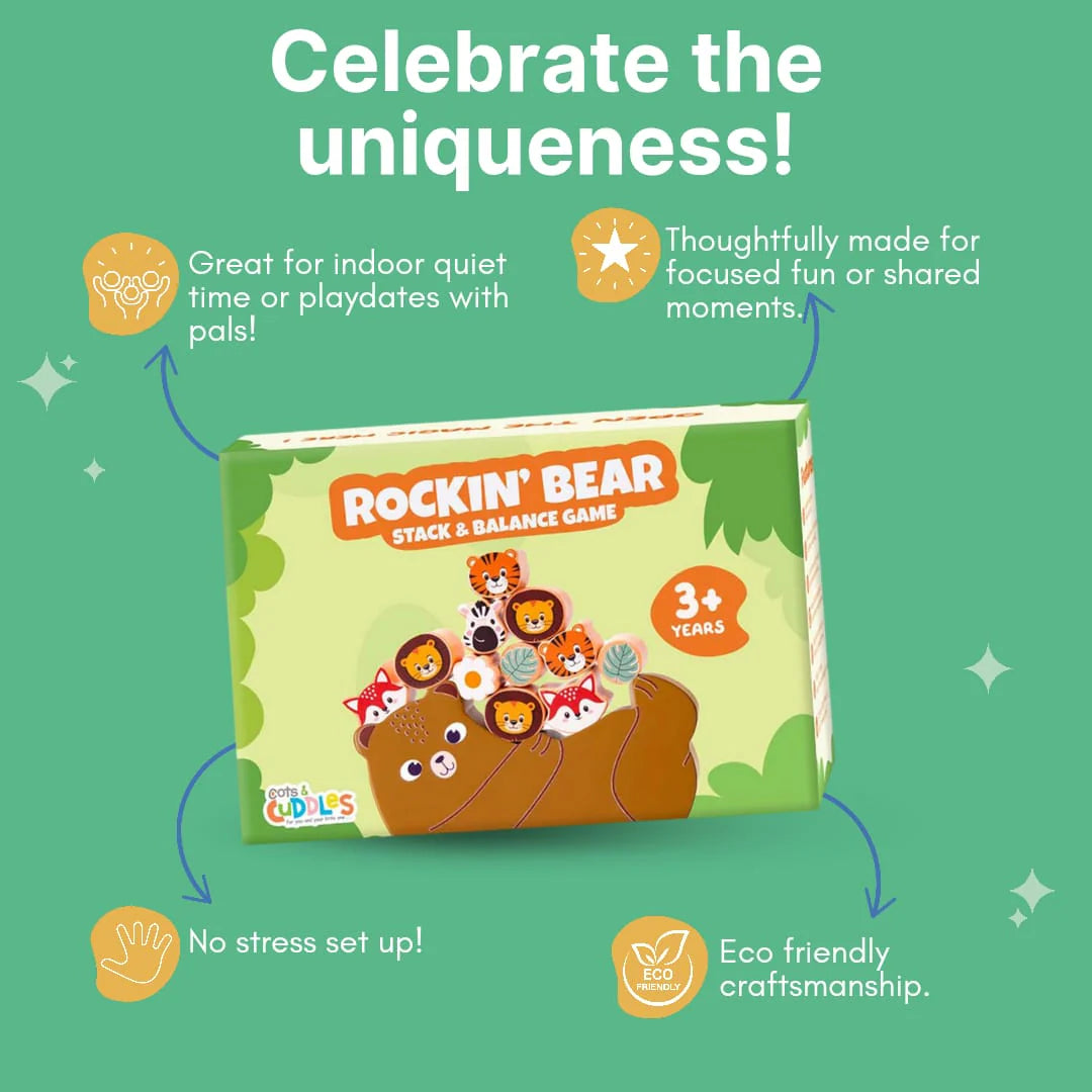 Wooden Animals on Bear Balancing Toy