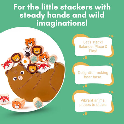 Wooden Animals on Bear Balancing Toy