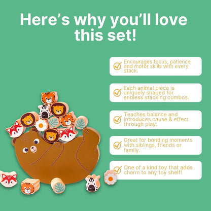 Wooden Animals on Bear Balancing Toy
