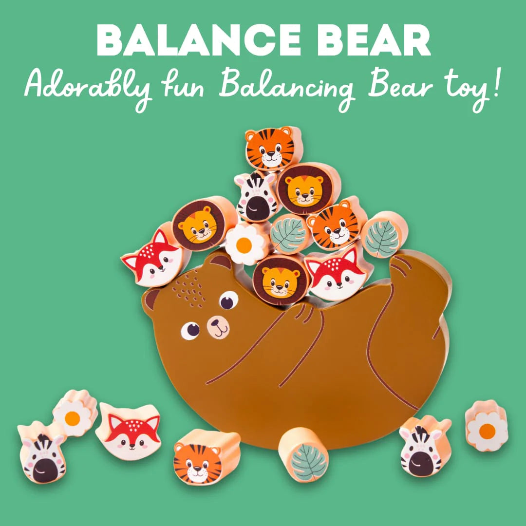 Wooden Animals on Bear Balancing Toy