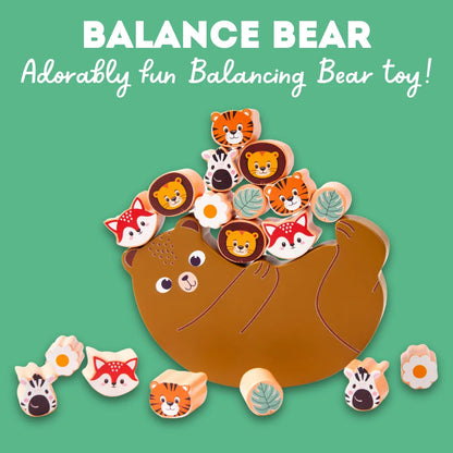 Wooden Animals on Bear Balancing Toy