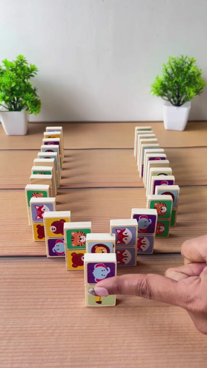 Wooden Animal Faces Dominoes for kids