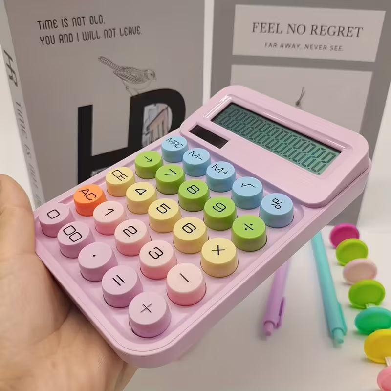 Pastel Color 12-Digit Mechanical Calculator
