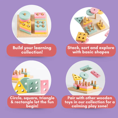 Wooden Shape Sorter Toy for Toddlers (2+ Year Old)