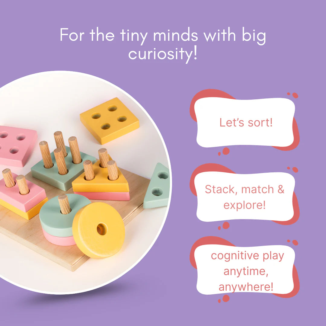 Wooden Shape Sorter Toy for Toddlers (2+ Year Old)