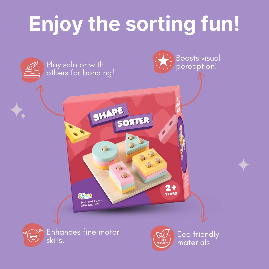 Wooden Shape Sorter Toy for Toddlers (2+ Year Old)