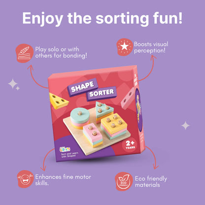 Wooden Shape Sorter Toy for Toddlers (2+ Year Old)