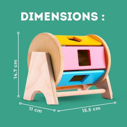Wooden Spinning Wheel with Shape Sorter Toy for Kids