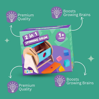 Wooden Spinning Wheel with Shape Sorter Toy for Kids